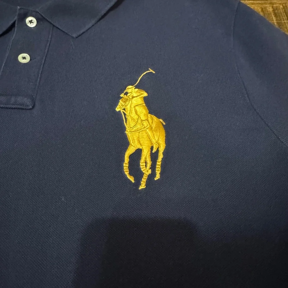 Polo Ralph Lauren Mens XXL Navy Blue Big Pony Royal Crest Classic Fit Polo Shirt